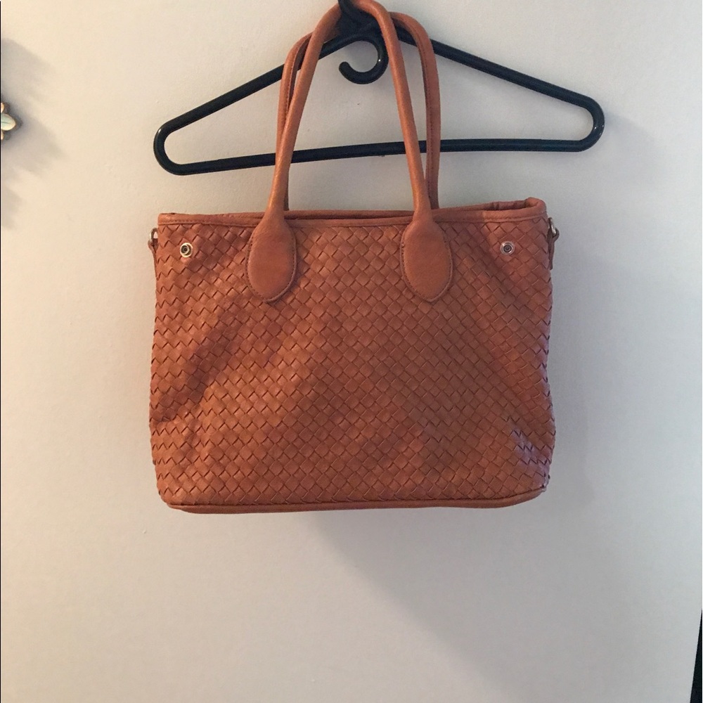 Leather cross stitch Tote