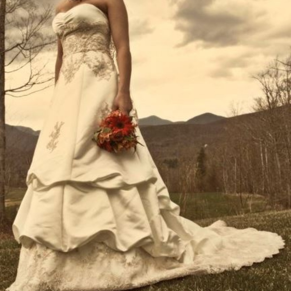 Oleg Cassini Lace & Beaded Wedding Gown Sz 6