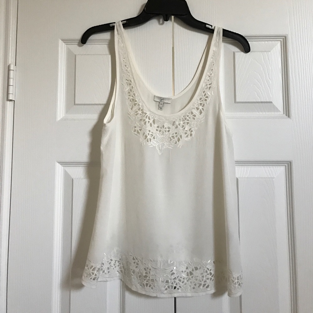 Joie 100% silk white laser cut tank