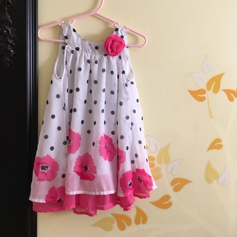 Poppy flower polka dot dress for toddlers