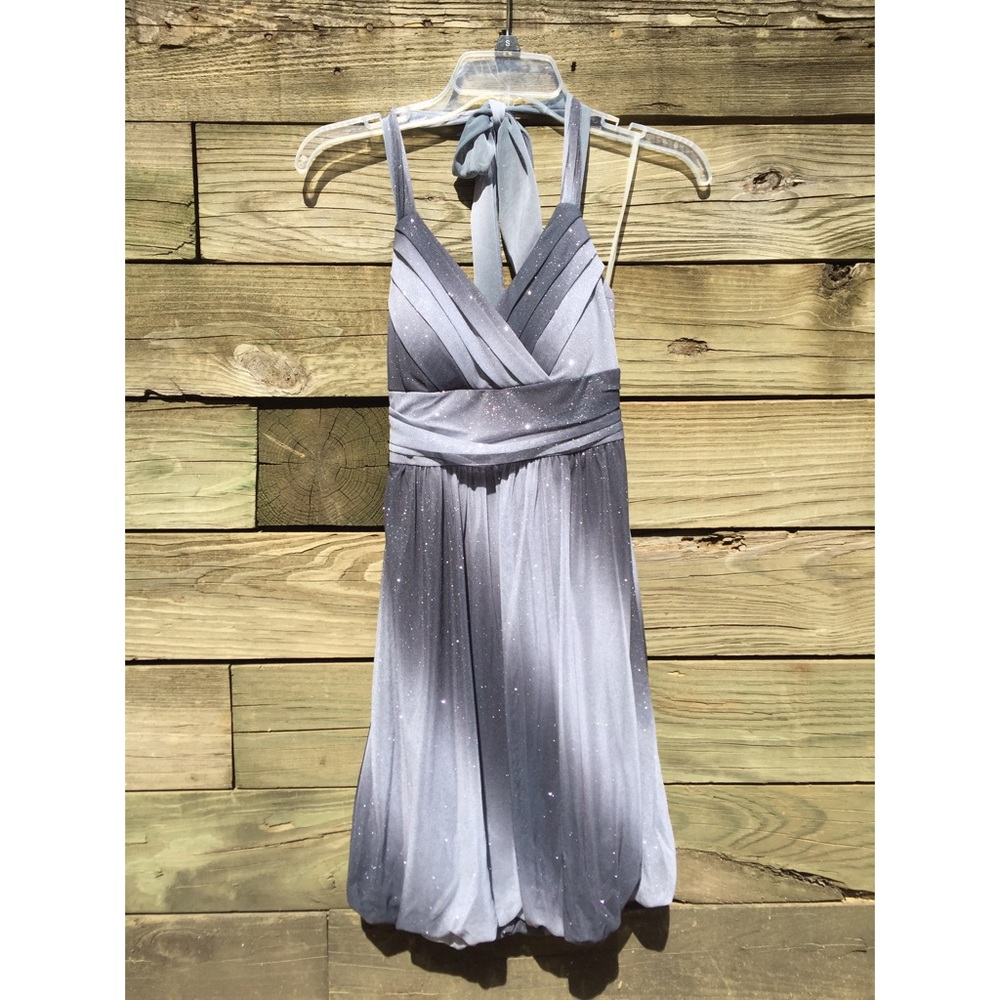 NEW✨Macy's Trixxi Glittery Silver Bubble Hem Dress