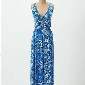 Anthropologie blue maxi dress