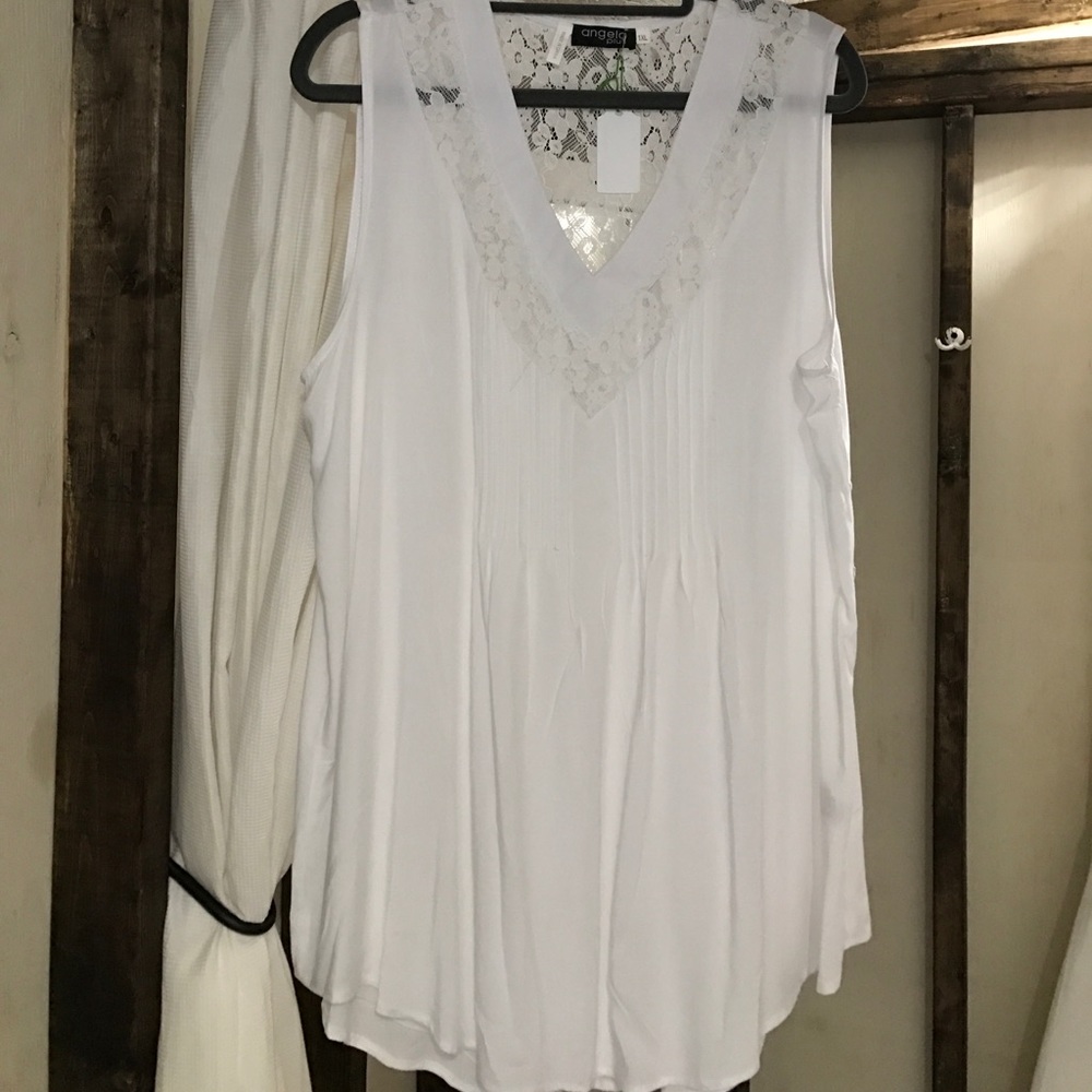White top with lace accents