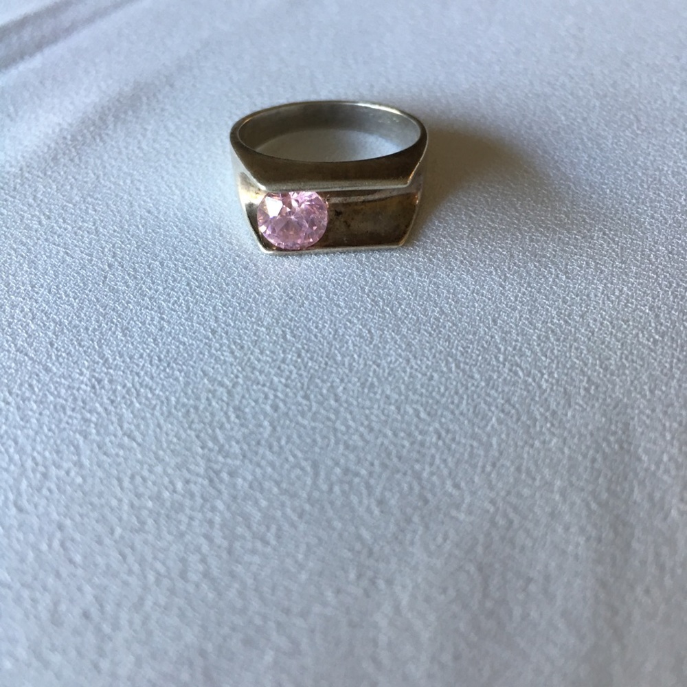 Perfect pink garnet sterling silver ring