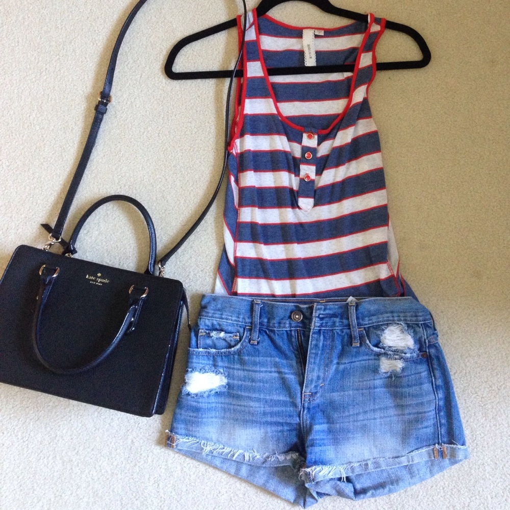 Red white and blue stripped tank top
