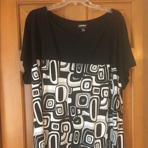 Black print dress blouse