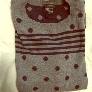 Ann Taylor blue/grey shirt w/stripes & Polka dots