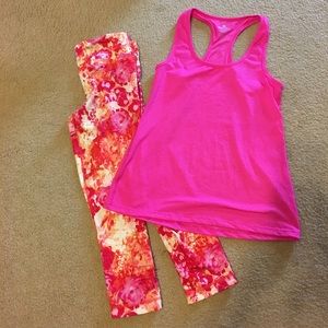 90 degrees activewear Capri and top sz M