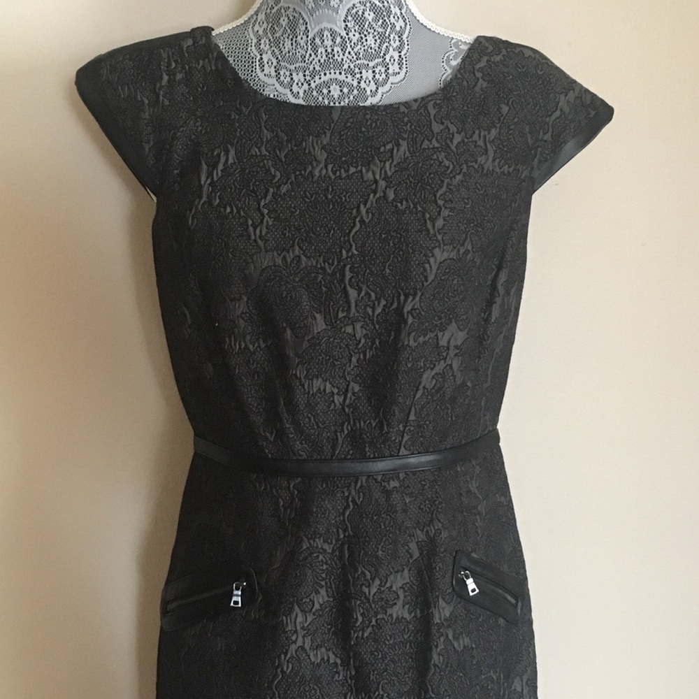 Cynthia Steffe dress with leather trim.