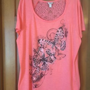 Salmon short sleeve cotton tee shirt