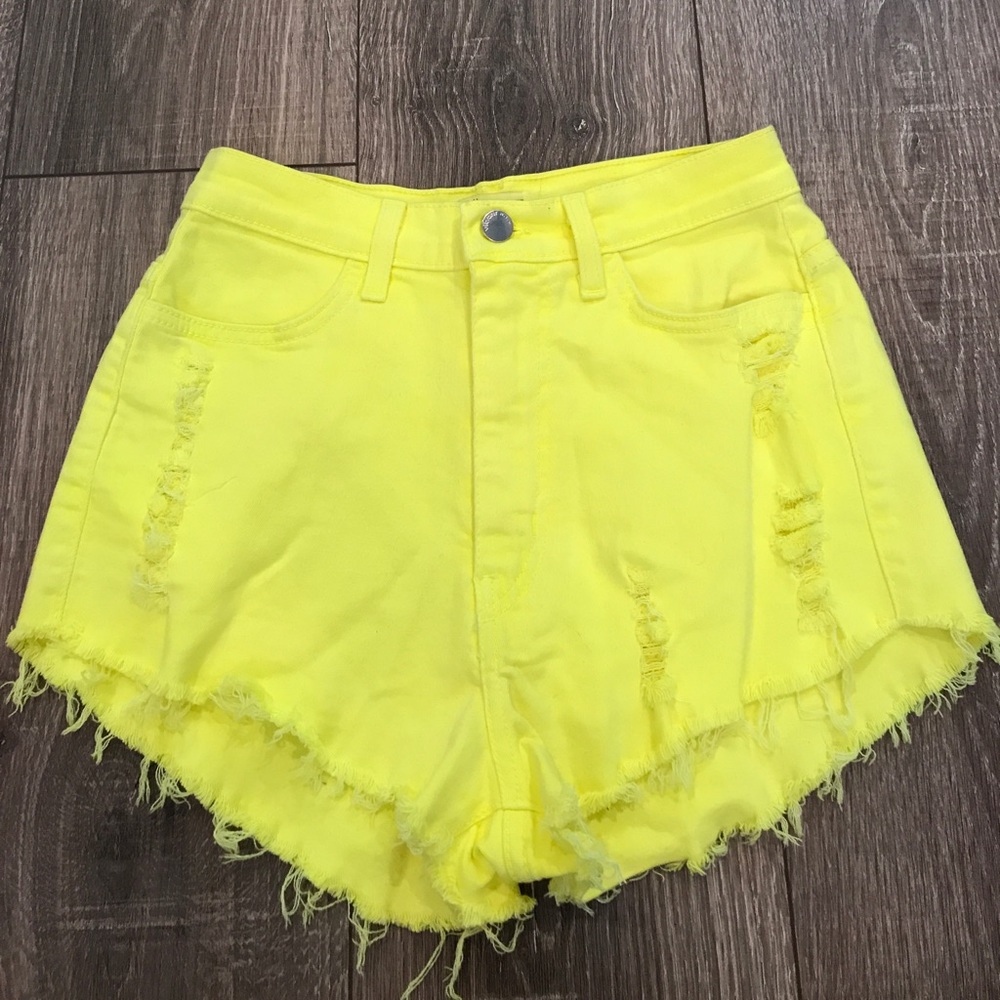 Yellow high waisted shorts. Never worn
