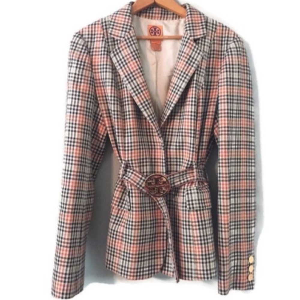 Tory Burch Tan Plaid Fall/Winter Blazer Size 10
