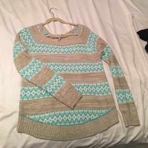 Blue and tan comfy sweater