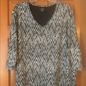 Black print extra long blouse