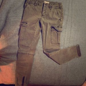 Free People Green Cargo Skinny Pants