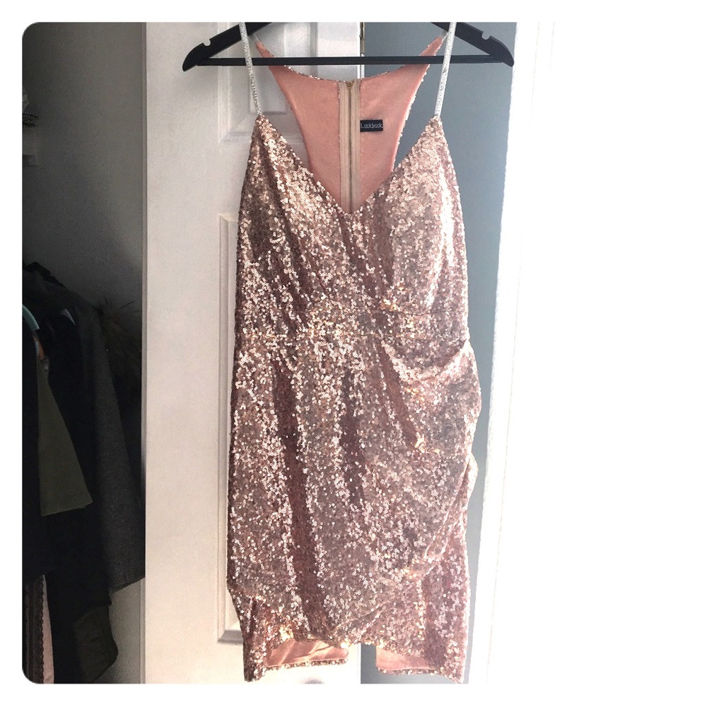 Rose gold sequin dress!