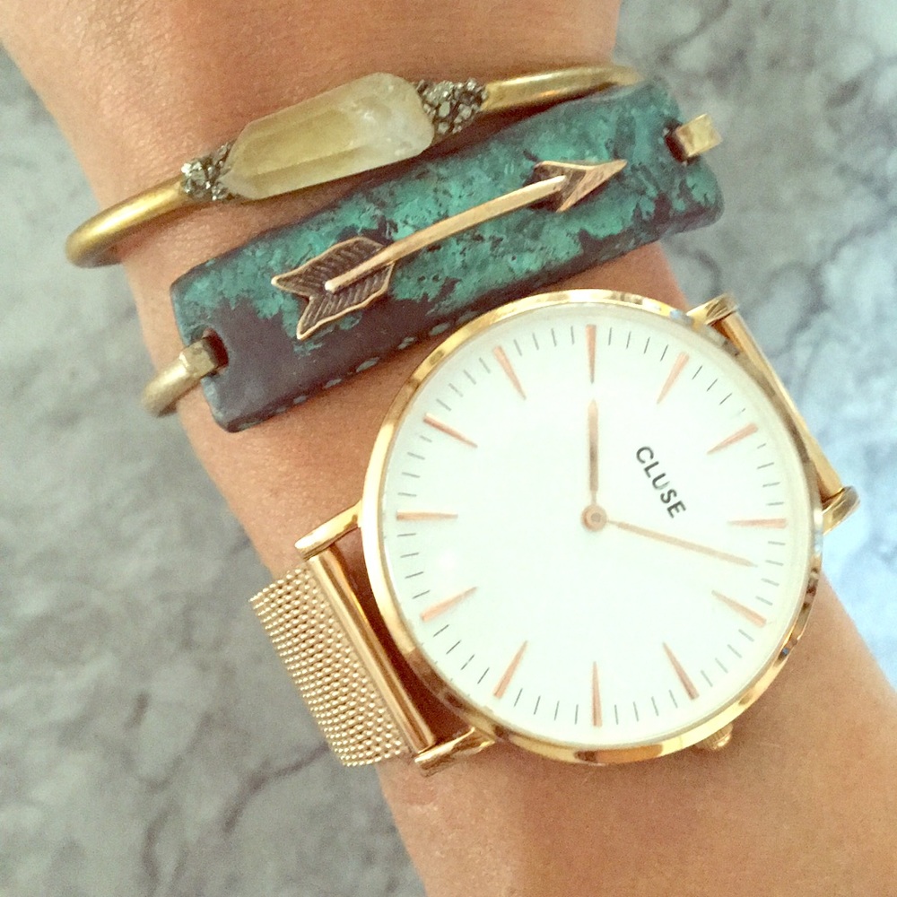 Copper/teal boho arrow bracelet