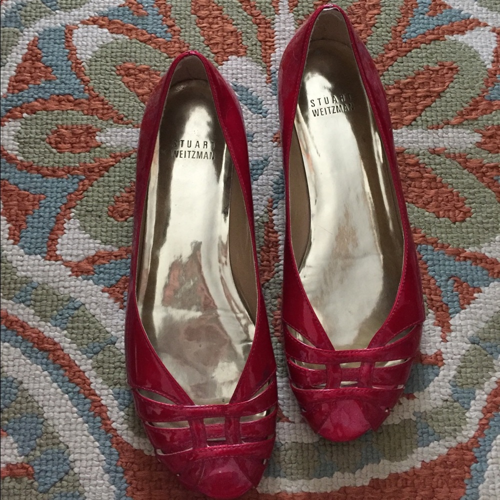 Stuart weitzman peep toe flats (worn twice)