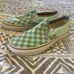 vintage mint and gray checkered vans shoes