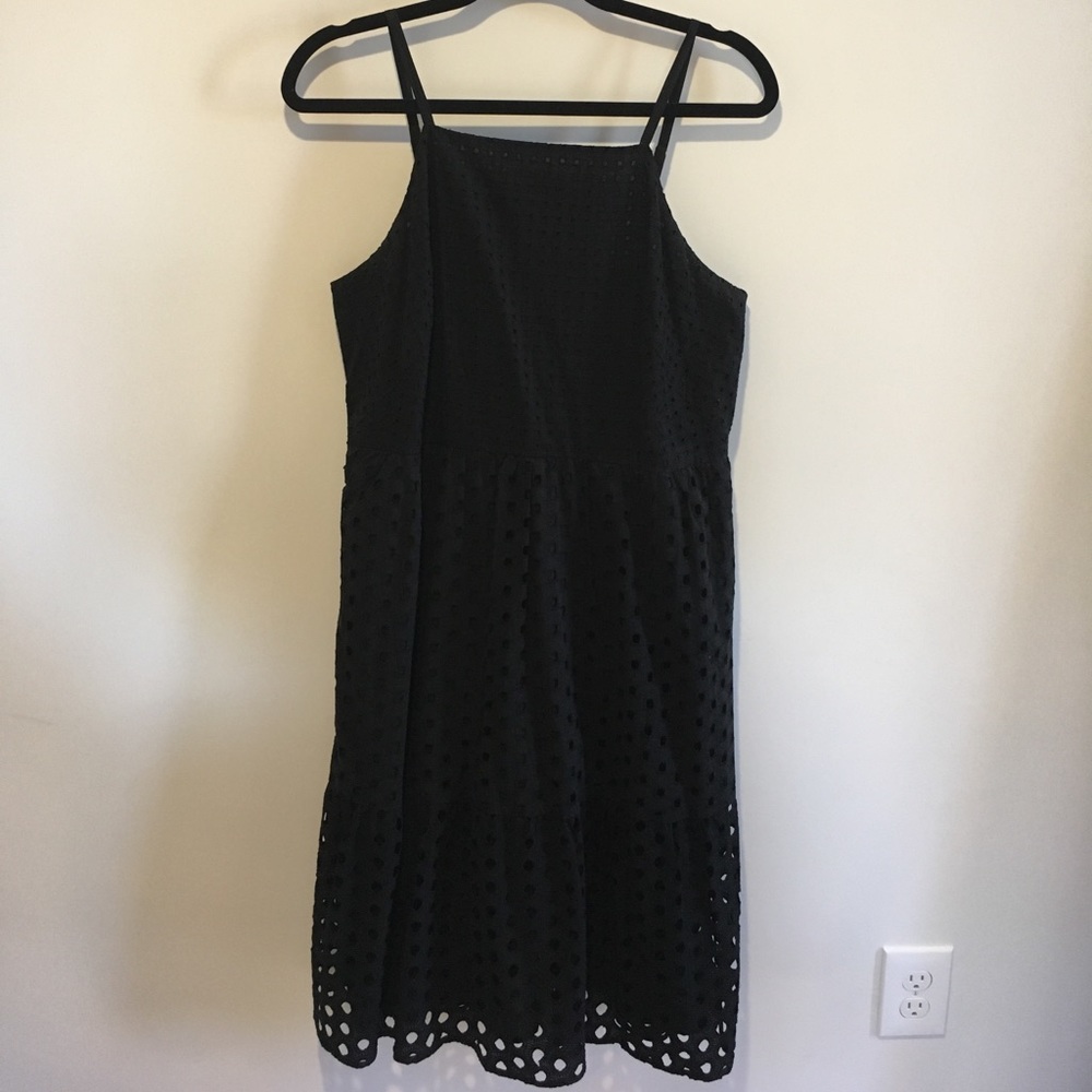 Loft Black Eyelet Midi Dress