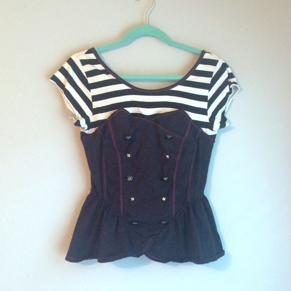 Abbey Dawn Corset Style Striped Top