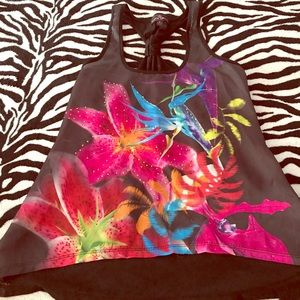 Black floral print tank 🌺Good condition