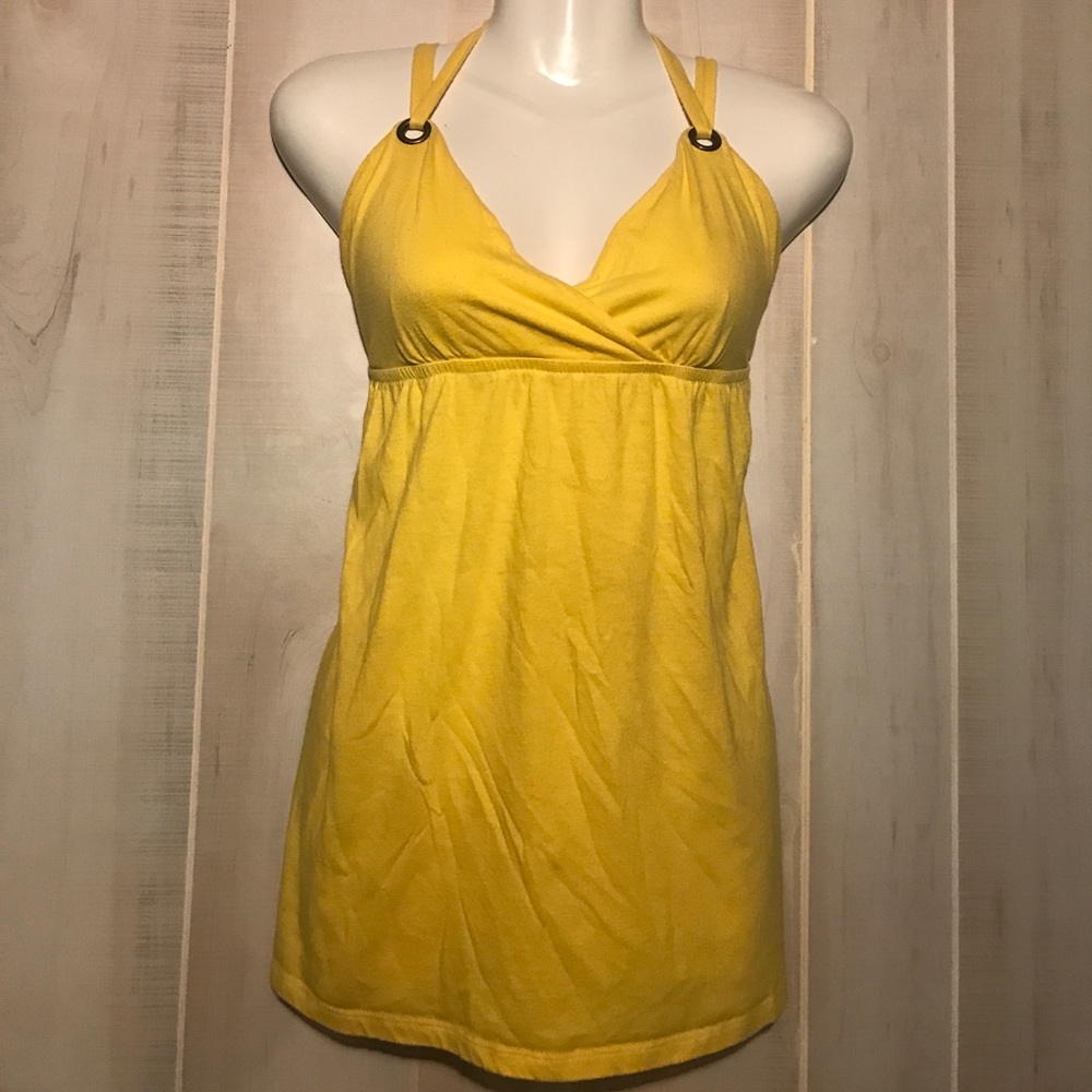 Size large Yellow tie adjustable babydoll tank top
