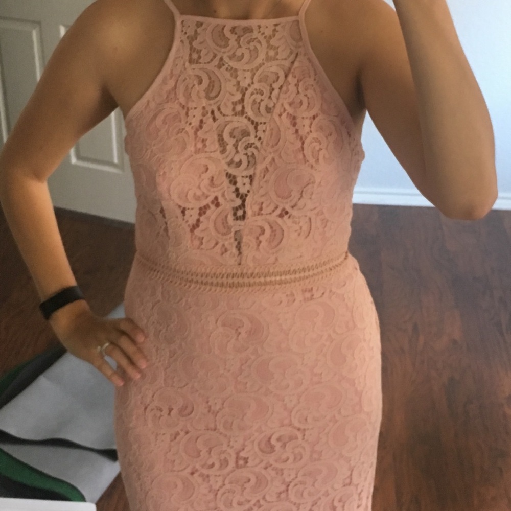 Pink lacy dress - adorable backless design