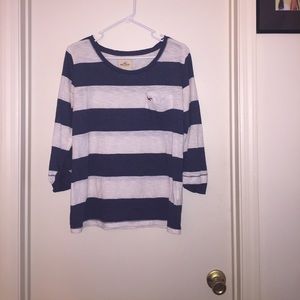 Navy and white Hollister stripped shirt.