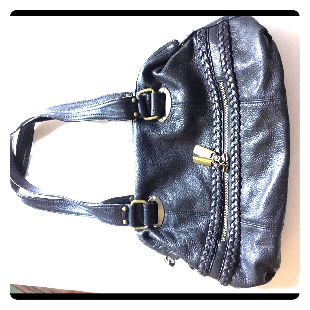 B.Makowsky Glove Leather Satchel - Braided Accents