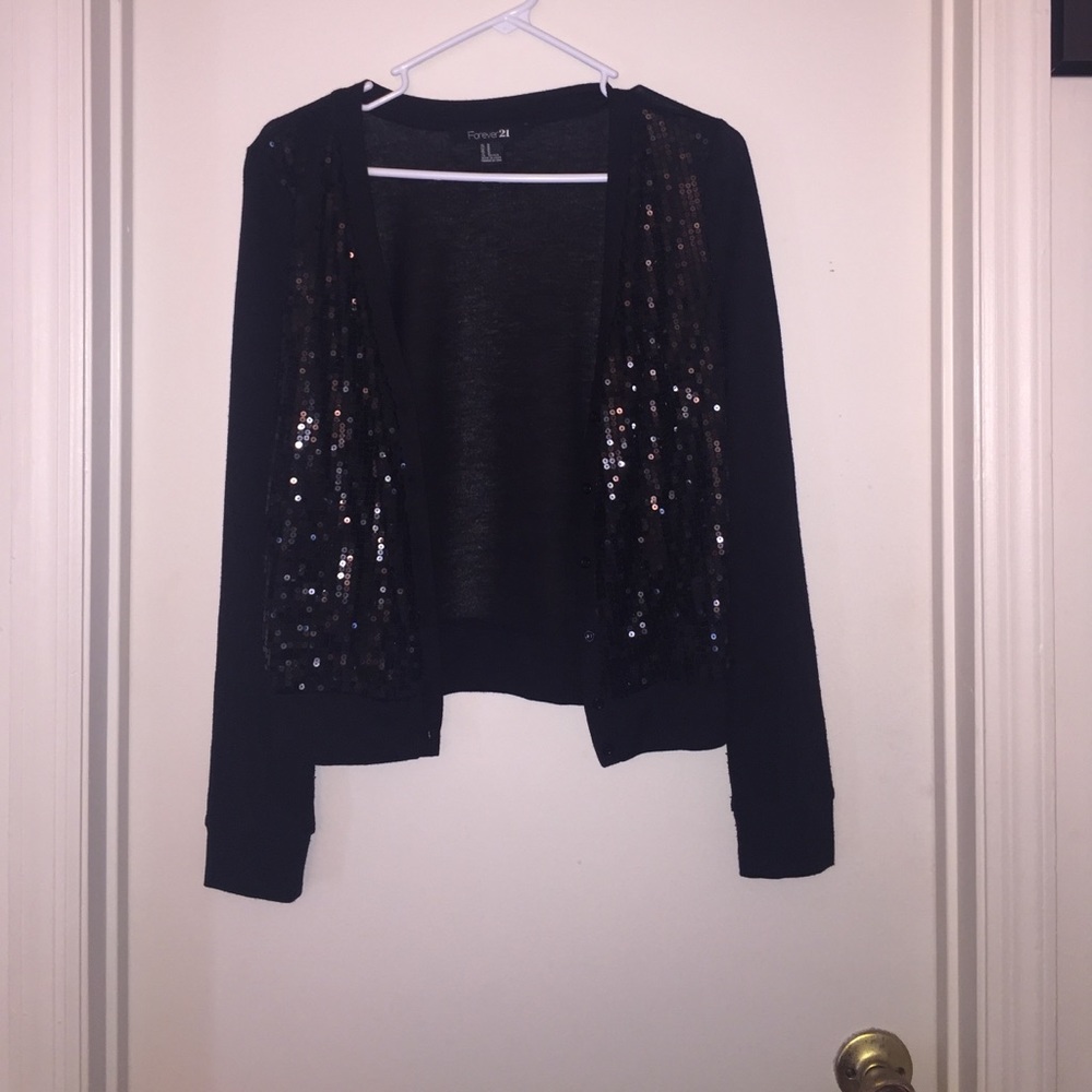 Black sequin cardigan from Forever 21.