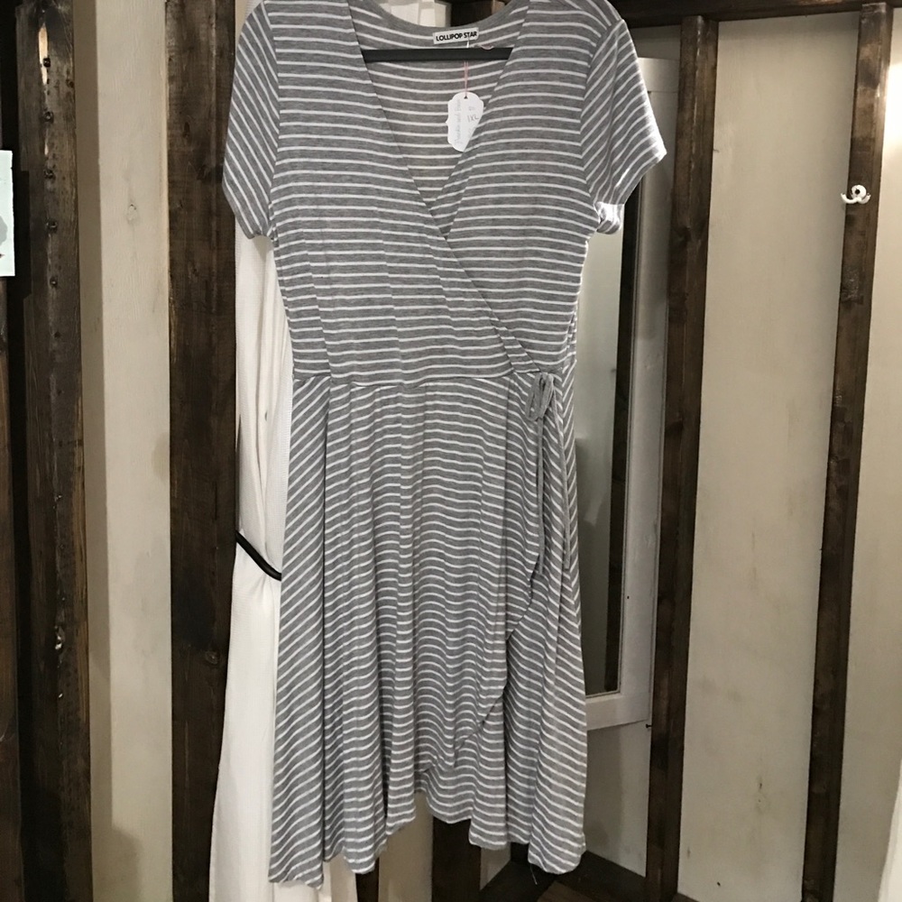 Grey and white striped dress