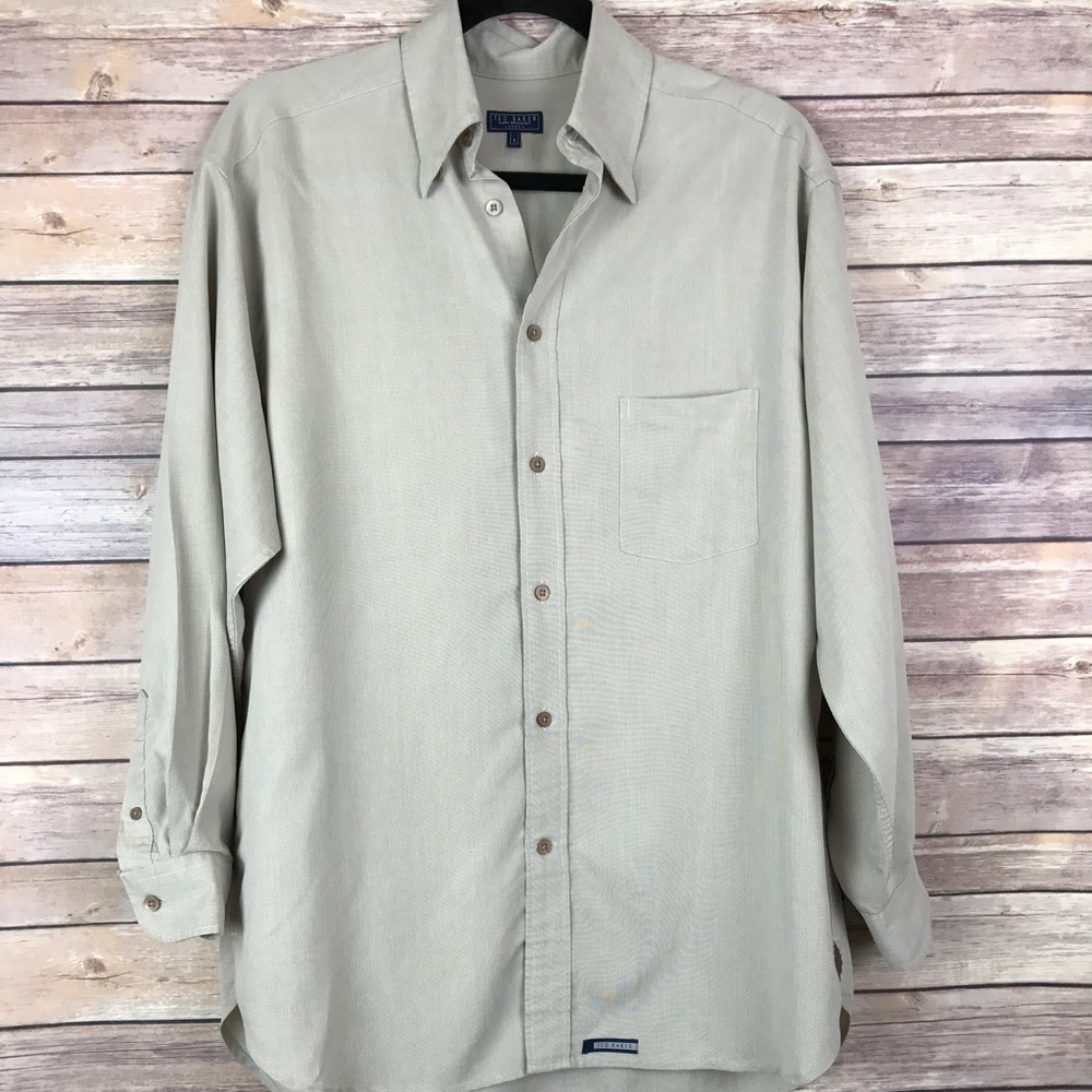 TED BAKER LONDON Sz 2 or S Khaki Button Down Shirt