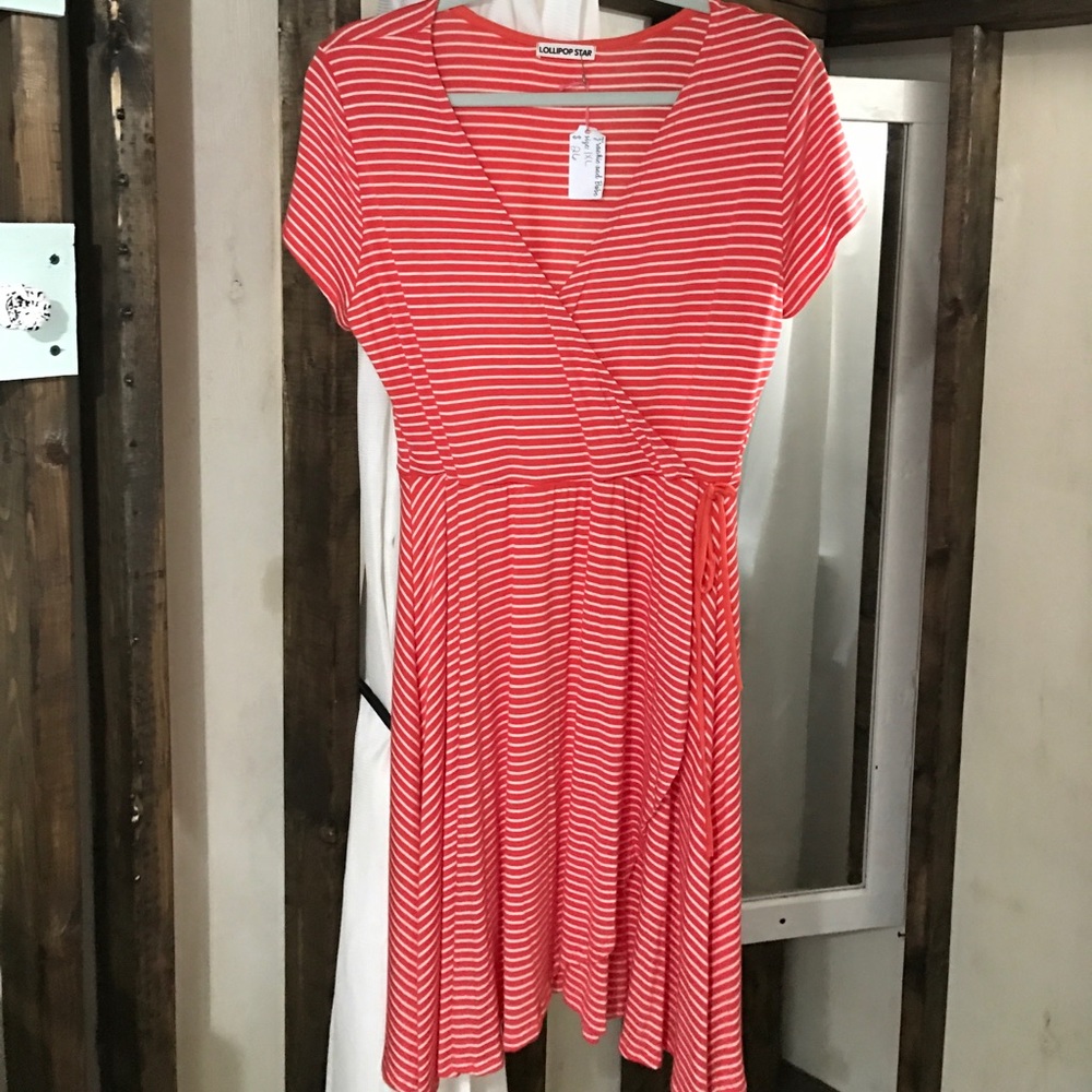 Red and white striped dress
