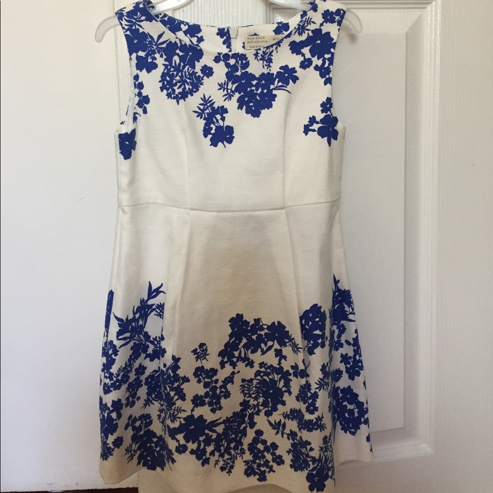 Zara girls floral dress white/blue size 5/6