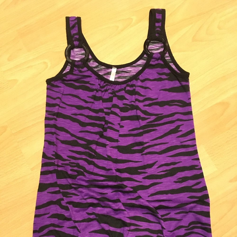 Rue 21 Purple & Black Zebra Tank Top