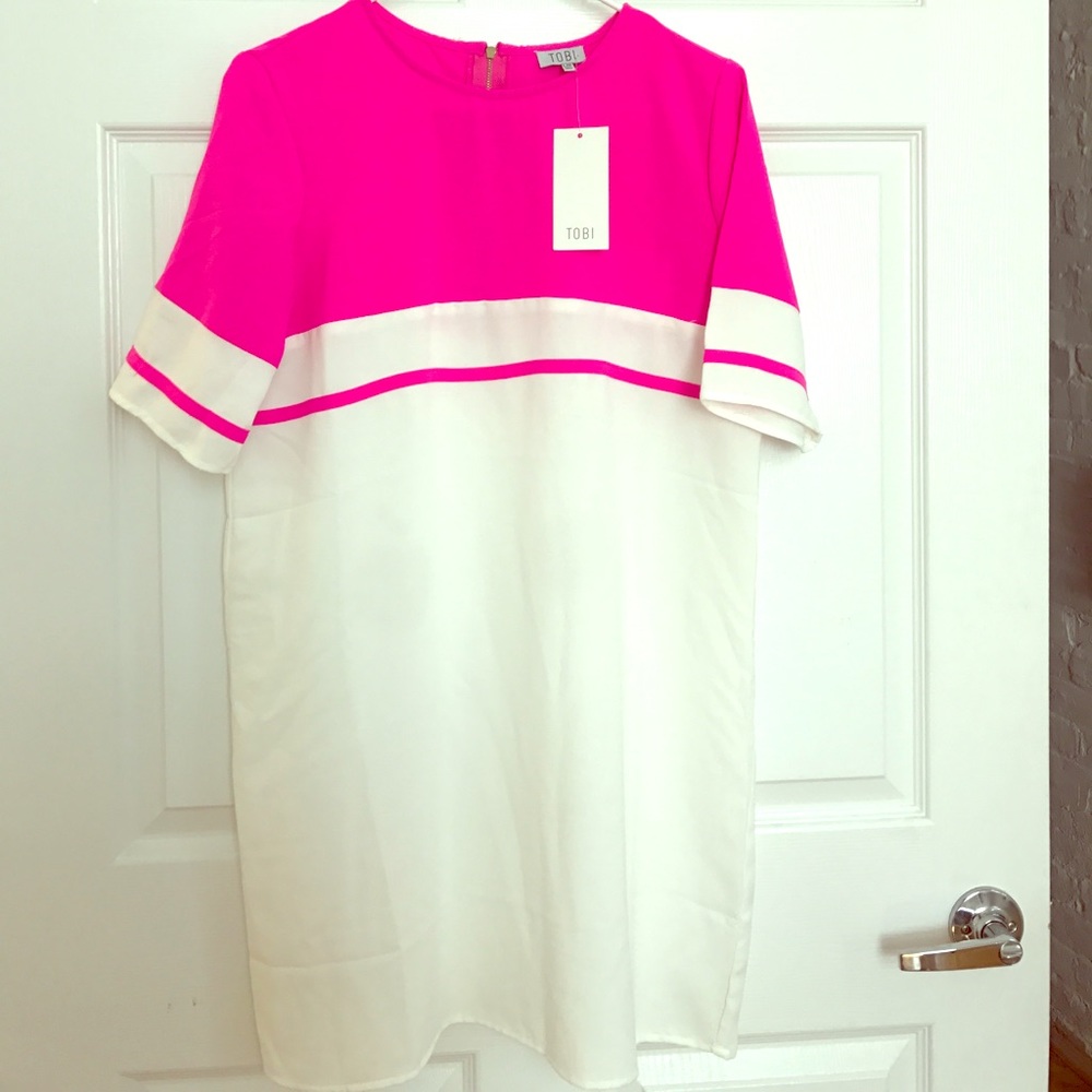 Pink and white dress