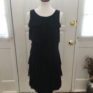 Talbots Sz 10 Black Ruffled Sleeveless Dress