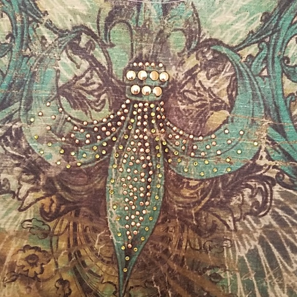 Green studded top - Picture 3 of 4