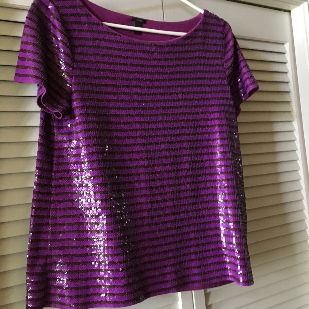 JCrew Fun Striped Sequined Top.  Worn once.  EUC!