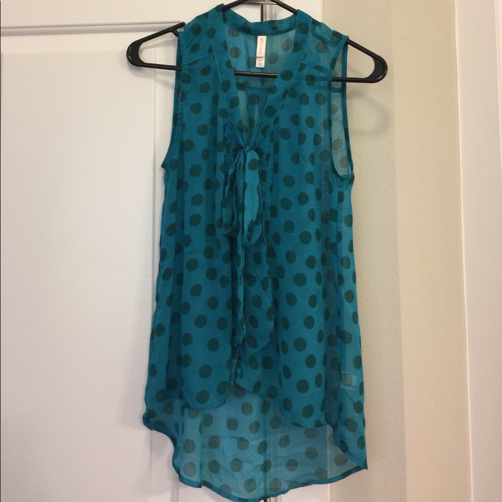 Xhilaration Chiffon Sleeveless Polka Dot Top