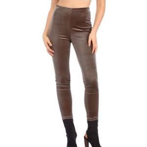 Taupe / Dusty Purple High Waisted Velvet Leggings