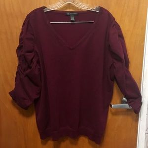 INC Pucker Sleeve V-Neck Top