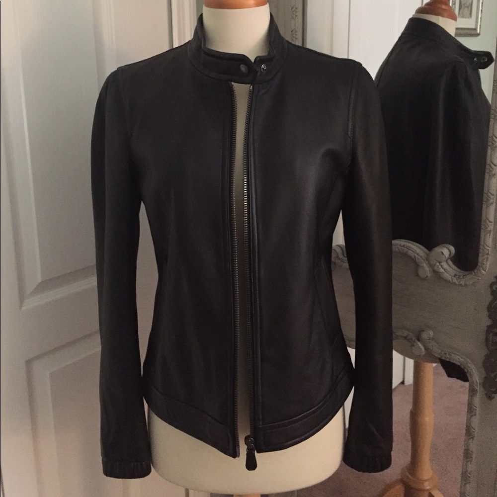 Coach Black Moto Leather Jacket Small Pristine