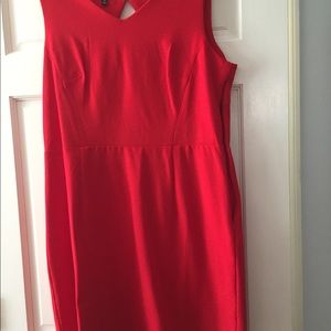 Red Talbots Ponte Knit dress.
