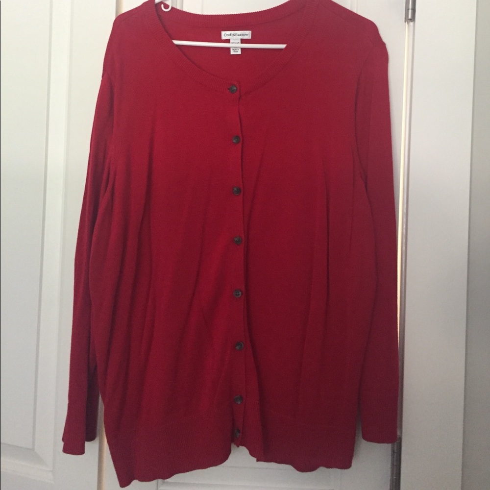 Croft and Barrow Red Button Up Sweater