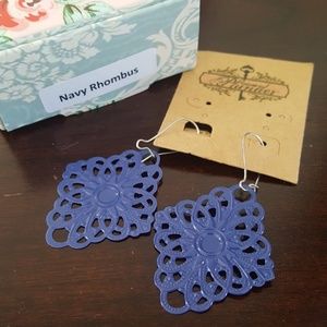 Plunder Design Vintage Jewelry Navy Rhombus Earrin