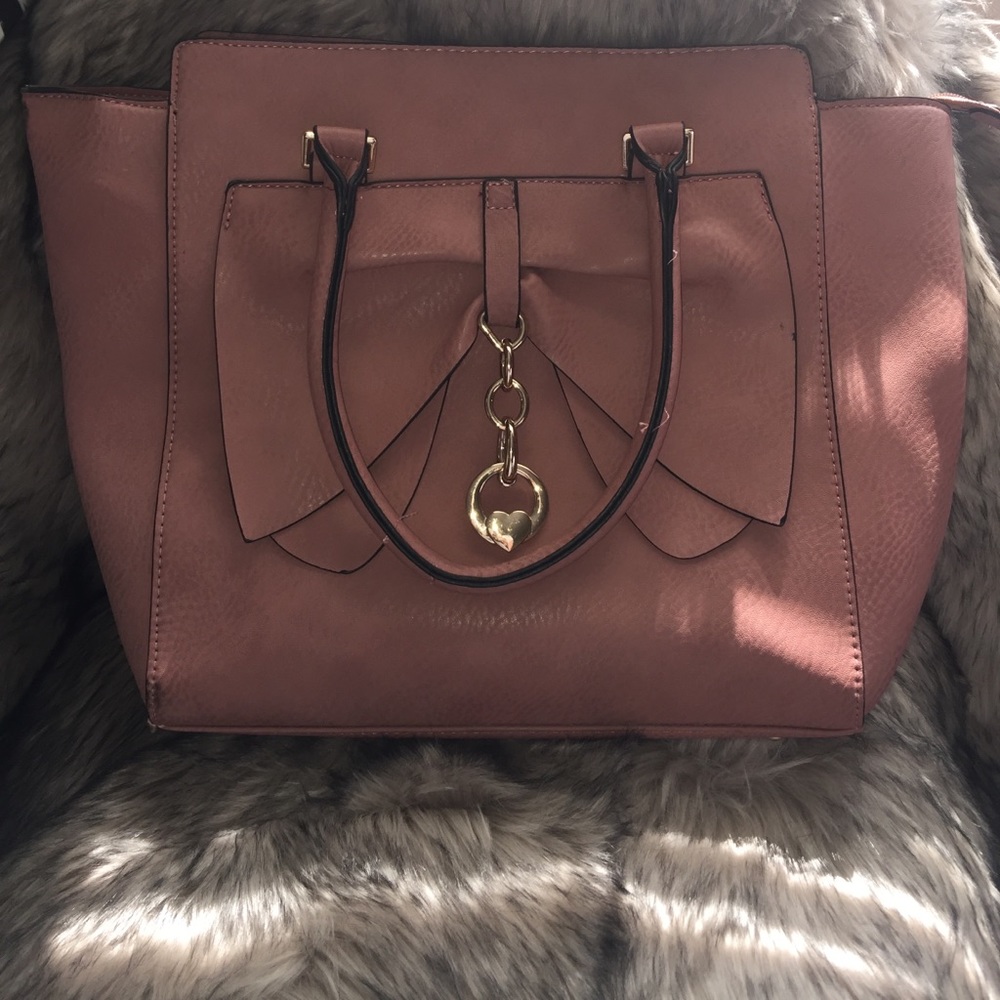 Large dusty rose and gold satchel