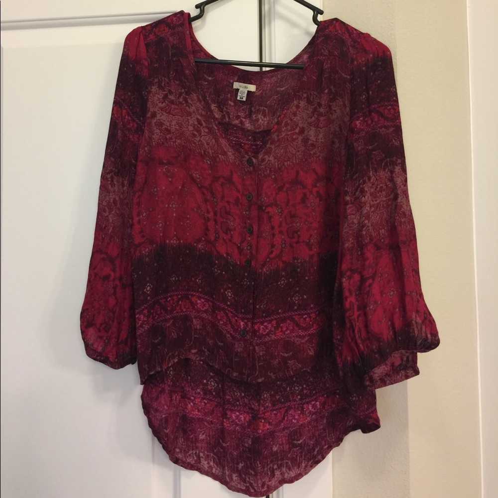 Ecote High-Low Pink Print Top size XS