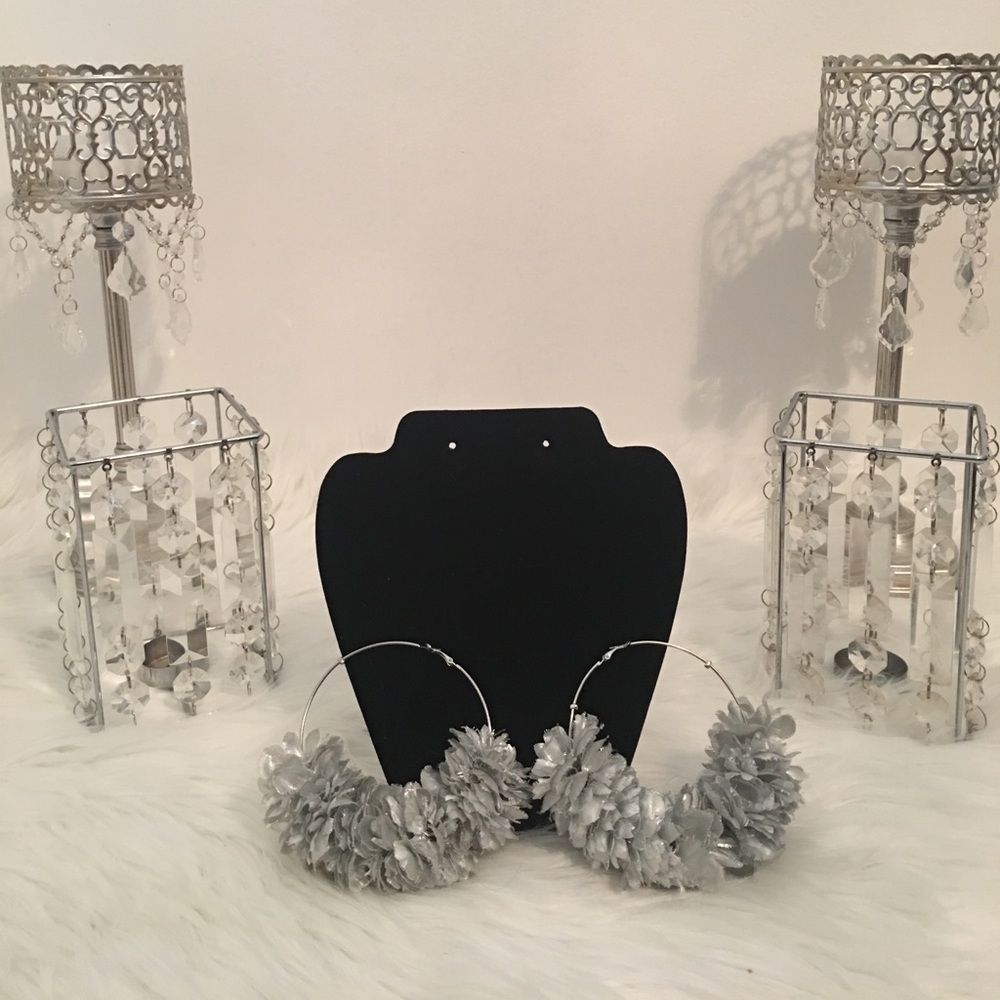 Silver Flower Hoop Earrings